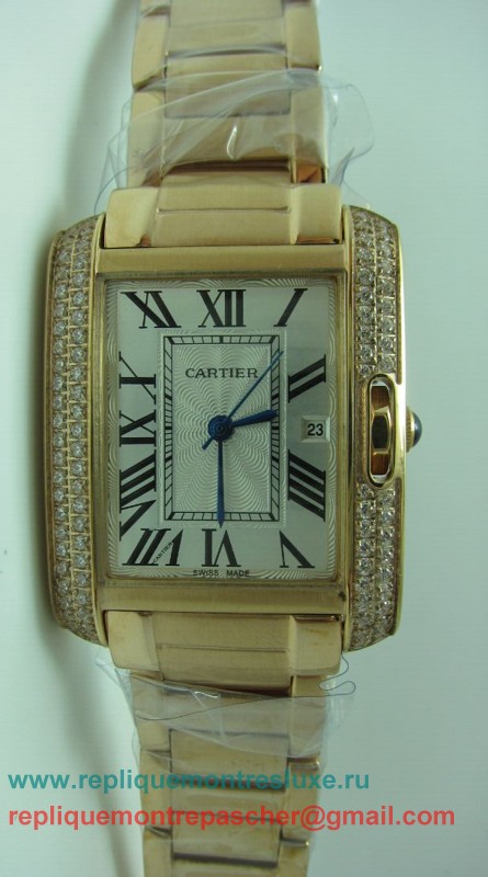 Cartier Tank Quartz Diamonds Bezel S/S CRM80