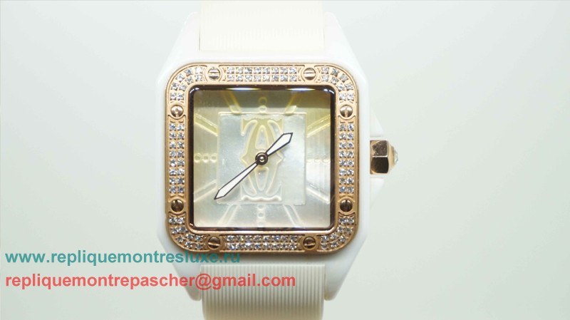 Cartier Santos 100 Mop Diamonds Bezel Neutre CRM68 - Cliquez sur l'image pour la fermer