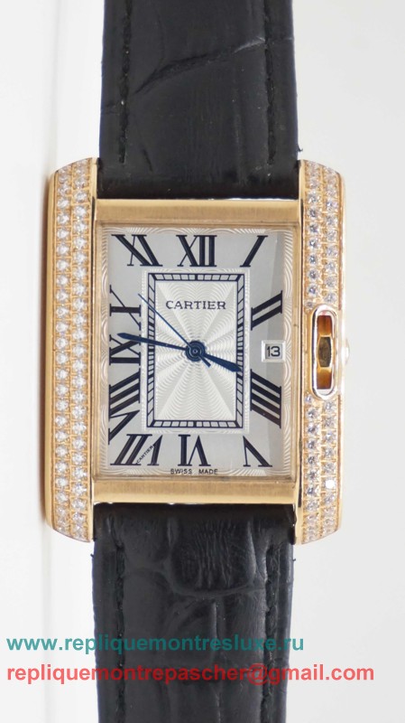 Cartier Tank Quartz Diamonds Bezel CRM85