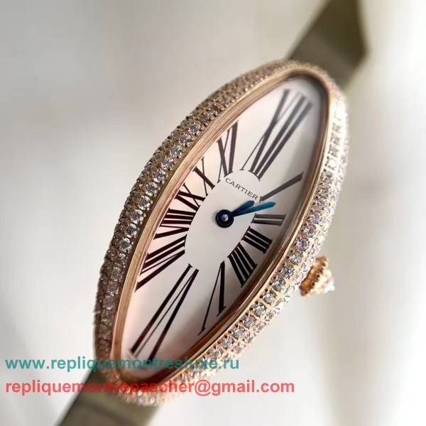 Replique Cartier Baignoire Allongee Quartz Diamonds CRLN29