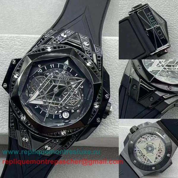 Replique Hublot Big Bang Sang Bleu II working Chronograph Diamonds HTMN55