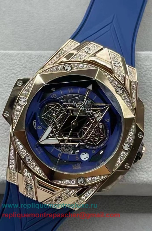 Replique Hublot Big Bang Sang Bleu II working Chronograph Diamonds HTMN57