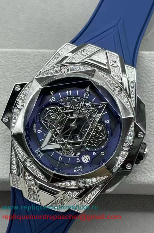 Replique Hublot Big Bang Sang Bleu II working Chronograph Diamonds HTMN58