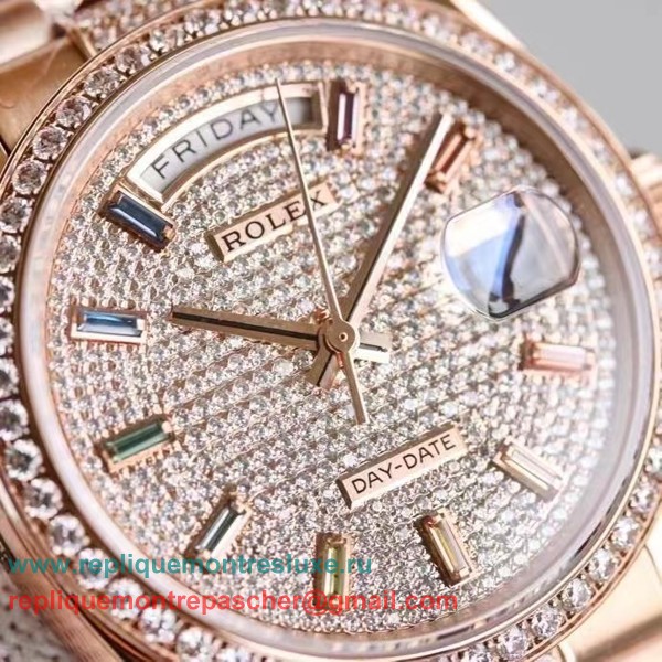 RXMN Rolex Day-Date Suisse ETA 2836 Automatique S/S 36MM Sapphire Diamonds RXMN79 - Cliquez sur l'image pour la fermer