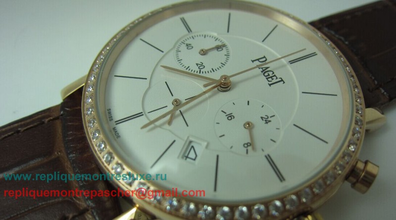 Piaget Working Chronograph Diamonds Bezel PTM29 - Cliquez sur l'image pour la fermer