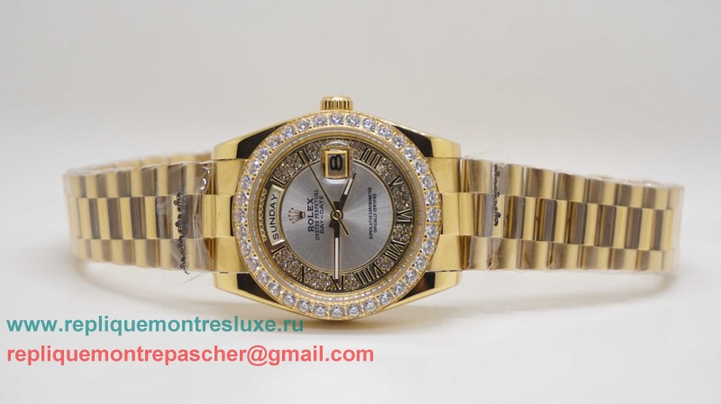 Rolex Day-Date Automatique S/S 38MM Sapphire Diamonds Bezel RXM176 - Cliquez sur l'image pour la fermer