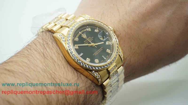 Rolex Day-Date Automatique S/S 36MM Sapphire Diamonds Bezel RXM188 - Cliquez sur l'image pour la fermer
