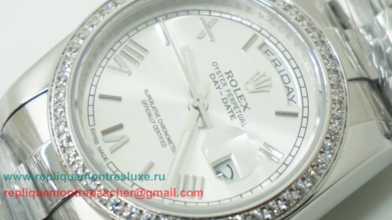 Rolex Day-Date Automatique S/S 36MM Sapphire Diamonds Bezel RXM236 - Cliquez sur l'image pour la fermer