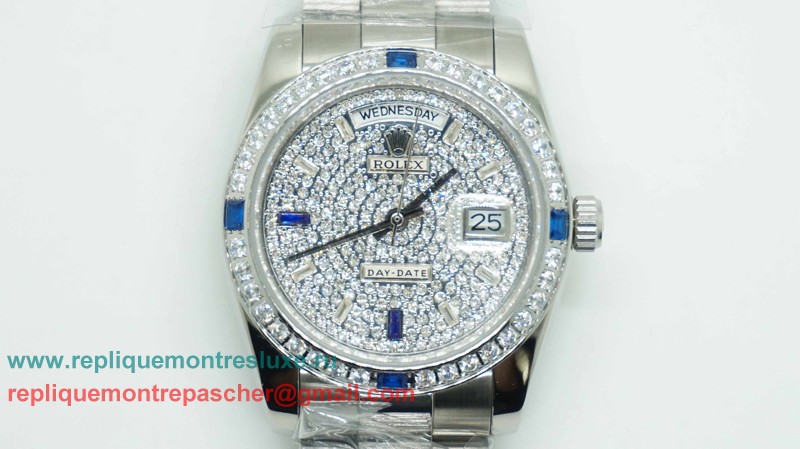 Rolex Day-Date Automatique S/S 36MM Diamonds Sapphire RXM242 - Cliquez sur l'image pour la fermer