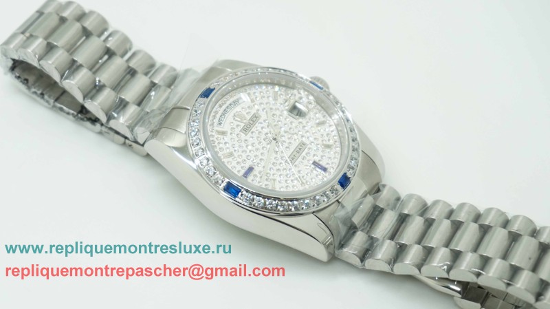 Rolex Day-Date Automatique S/S 36MM Diamonds Sapphire RXM242 - Cliquez sur l'image pour la fermer