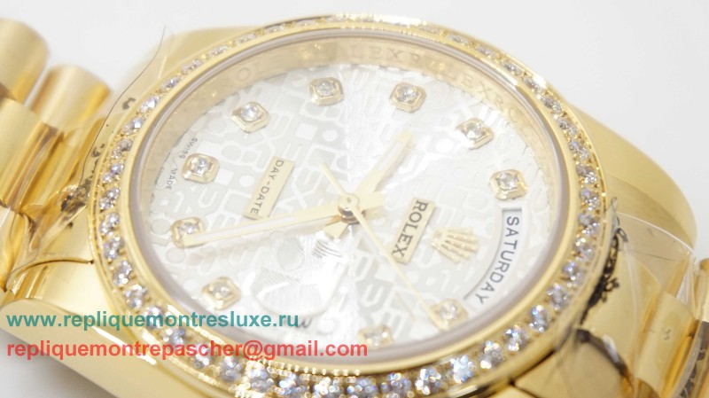 Rolex Day-Date Automatique S/S 36MM Sapphire Diamonds Bezel RXM307 - Cliquez sur l'image pour la fermer
