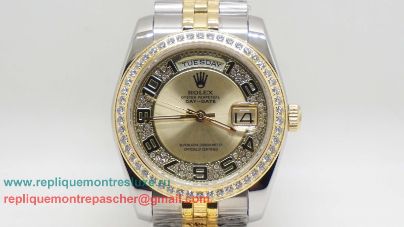 Rolex Day-Date Automatique S/S 36MM Sapphire Diamonds Bezel RXM390 - Cliquez sur l'image pour la fermer